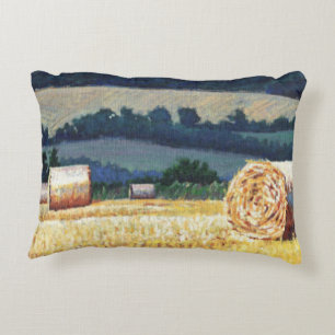 Coussins Décoratifs Haybales sur l'huile de flanc de coteau sur la