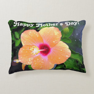 Coussins Décoratifs Hibiscus orange Joyeuse fête des mères