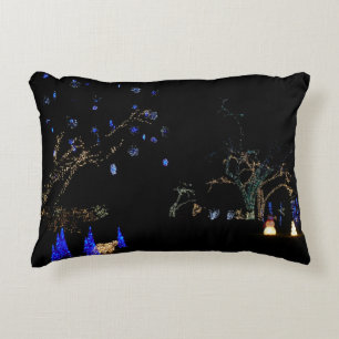 Coussins Décoratifs Hiver Wonderland Lumières Bleu et blanc Vacances