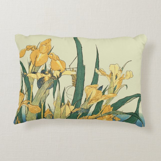 Coussins Décoratifs Hokusai grasshopper et iris Japon (Dos)