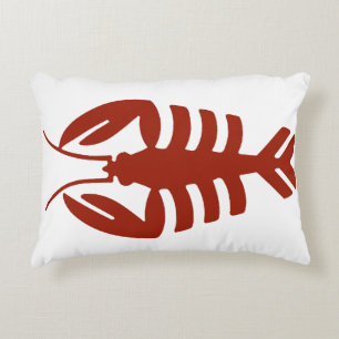 Coussins Décoratifs Homard vintage en rouge, Art Déco Fruits de mer