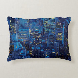 Coussins Décoratifs Horizon de NYC, vue courbe au crépuscule