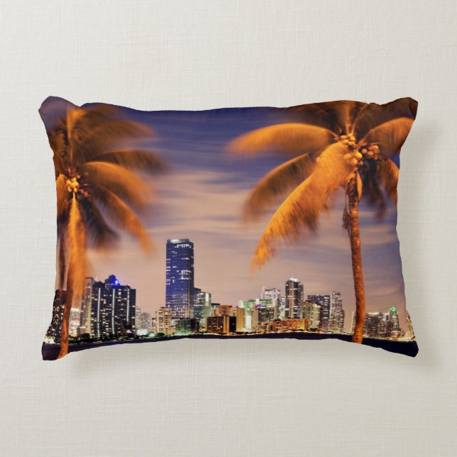 Coussins Décoratifs Horizon des Etats-Unis, la Floride, Miami au (Devant)