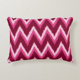 Coussins Décoratifs Ikat Chevron Stripes - Burqundy, Rose et rose