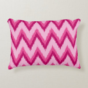 Coussins Décoratifs Ikat Chevron Stripes - Fuchsia et rose pâle