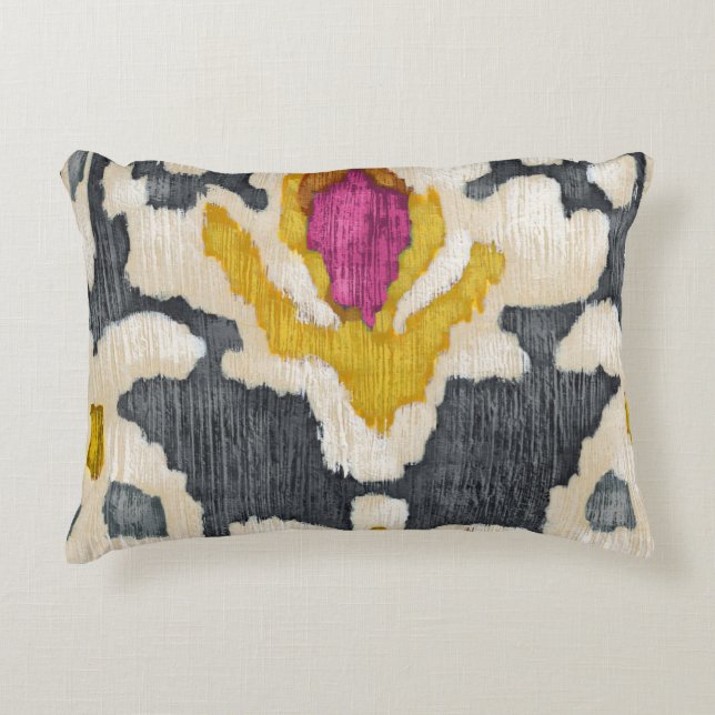Coussins Décoratifs Ikat tribal rose gris jaune (Devant)