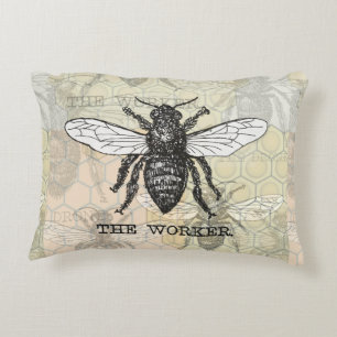 Coussins Décoratifs Illustration d'abeille ouvrière vintage