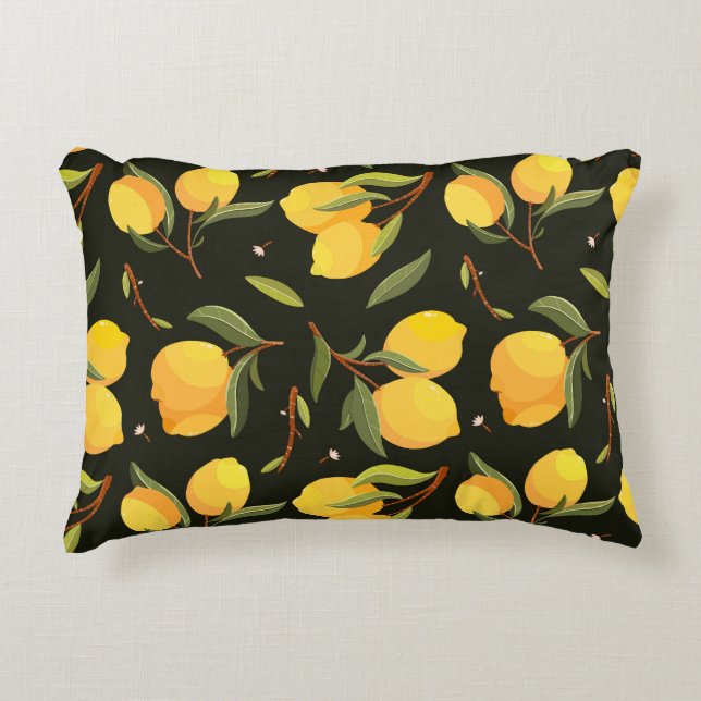 Coussins Décoratifs Illustration de citron : Motif peint à la main san (Devant)