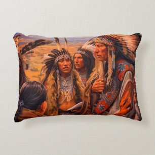 Coussins Décoratifs Image d'une tribu indienne d'Amérique sur un