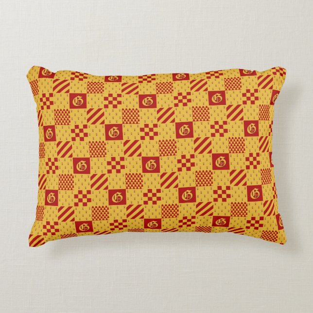 Coussins Décoratifs Imaginaire magique médiéval rouge jaune héraldique (Devant)