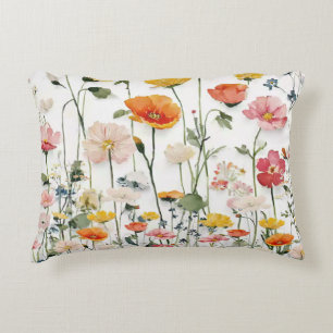 Coussins Décoratifs Impression aquarelle de fleurs sauvages botaniques