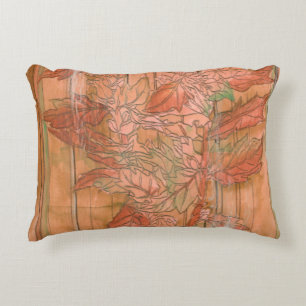 Coussins Décoratifs Impression florale orange moderne sur l'arrière -