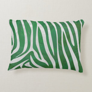 Coussins Décoratifs Impression verte et blanche Zebra