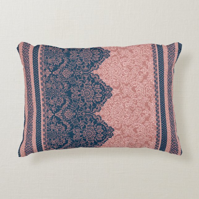 Coussins Décoratifs Indigo ink & warm blush AI art  (Devant)