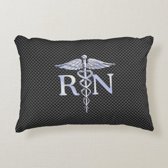 Coussins Décoratifs Infirmière inscrite RN Caduceus Snakes Carbon (Devant)