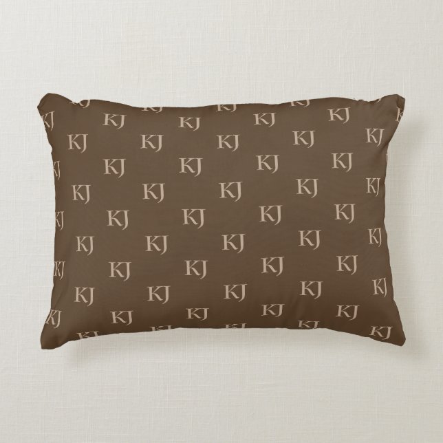 Coussins Décoratifs Initiales Brown et beige Motif (Devant)