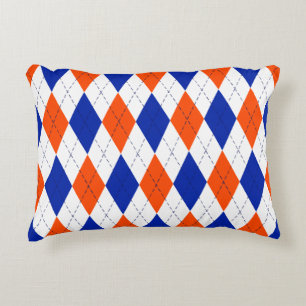 Coussins Décoratifs Jacquard Preppy traditionnel en orange et bleu