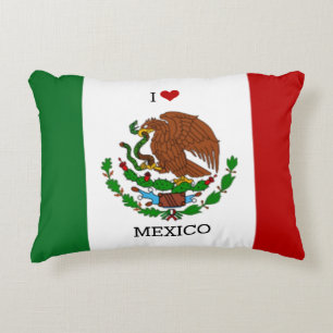 Coussins Décoratifs j'aime le mexique - drapeau mexicain,
