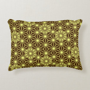 Coussins Décoratifs Japonais Asanoha motif - marron et jaune