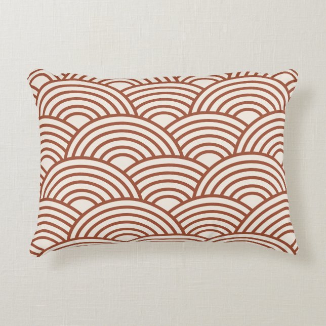 Coussins Décoratifs Japonaise Seigaiha Vave Rust Terracotta (Devant)