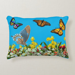 Coussins Décoratifs Jardin aux fleurs de papillons avec tulipes et mar