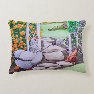 Coussins Décoratifs Jardin de poulets heureux