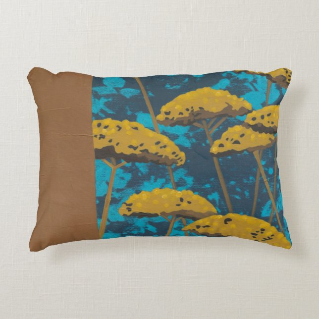 Coussins Décoratifs Jardin Golden Yarrow avec Arrière - plan bleu (Devant)
