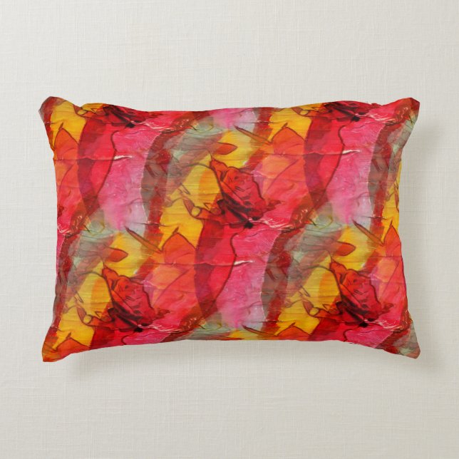 Coussins Décoratifs Jaune rouge d'art d'aquarelle (Devant)