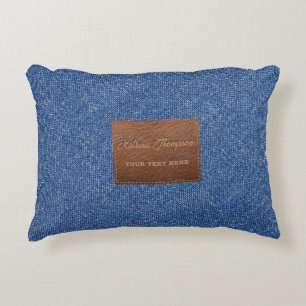 Coussins Décoratifs Jeans de denim bleu foncé moderne texture Patch en