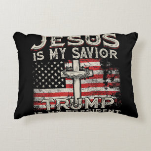 Coussins Décoratifs Jésus est mon sauveur Trump est mon président Amér