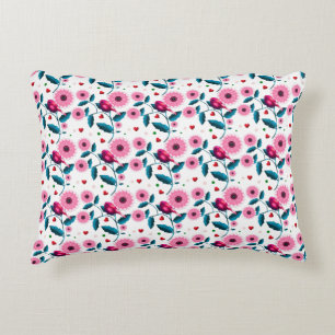 Coussins Décoratifs Jeté de design botanique floral oiseau rose capric