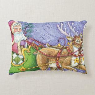 Coussins Décoratifs Joli dessin animé de Noël Père Noël traîneau renne
