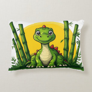 Coussins Décoratifs Joli dinosaure de dessin animé avec du bambou
