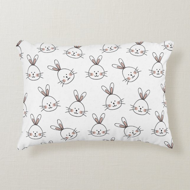 Coussins Décoratifs Joli lapin blanc de Pâques (Devant)