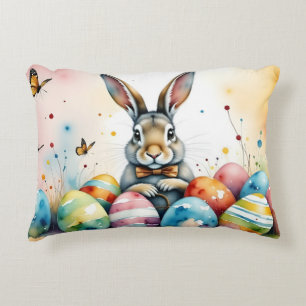 Coussins Décoratifs Joli lapin de Pâques avec des œufs peints colorés