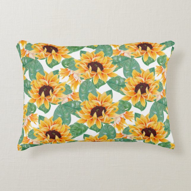 Coussins Décoratifs Joli tournesol Jaune & Motif vert (Devant)