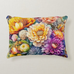 Coussins Décoratifs Jolies fleurs d'art IA aquarelle colorées 