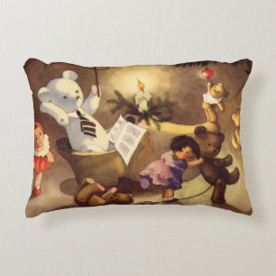 Coussins Décoratifs Jouets de Noël vintage, poupées dansantes, ours en