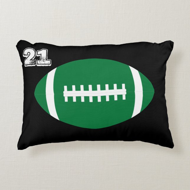 Coussins Décoratifs Joueur de football vert Jersey personnalisé Numéro (Devant)