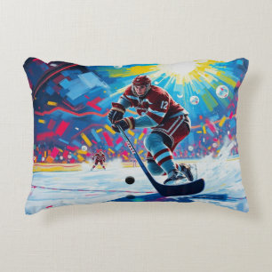Coussins Décoratifs Joueur de hockey à But