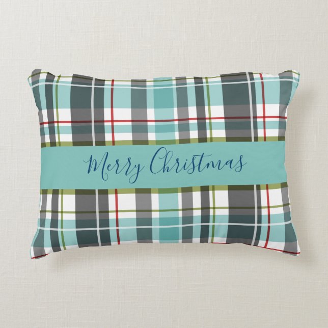 Coussins Décoratifs Joyeux Tartan de famille de Noël (Devant)