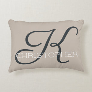 Coussins Décoratifs K Nom personnalisé initial Taupe neutre Tan