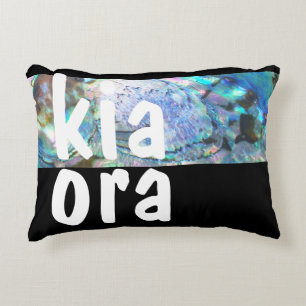COUSSINS DÉCORATIFS KIA ORA NOUVELLE-ZÉLANDE PAUA NOIR MAORI NZ KIWI