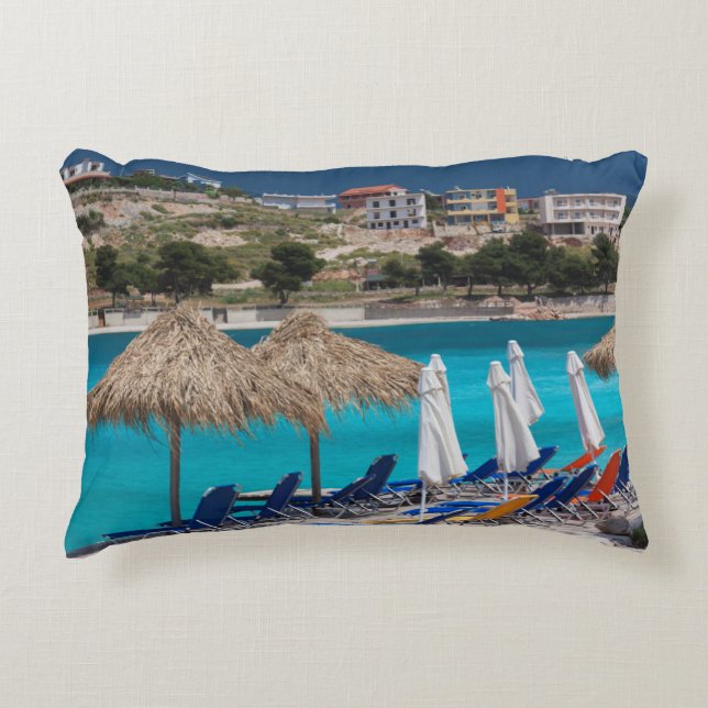 Coussins Décoratifs Ksamil, bord de plage de la ville (Devant)