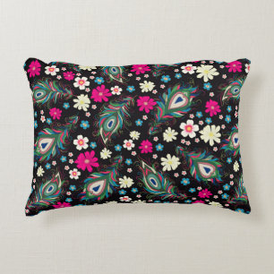 Coussins Décoratifs La broderie paon plumes motif sans soudure. Classe