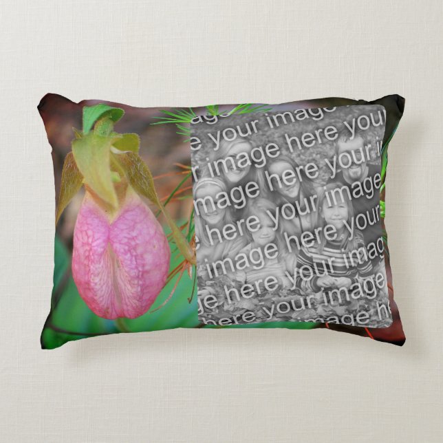 Coussins Décoratifs Lady Slipper Orchid Frame Ajouter Votre Photo (Devant)