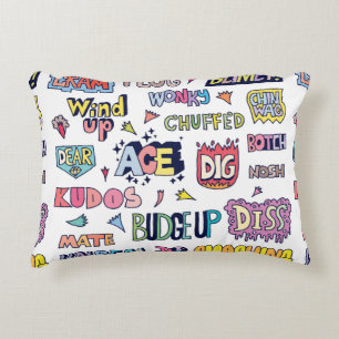 Coussins Décoratifs Langue Anglaise Populaire Mots Argot Doodle Lettre