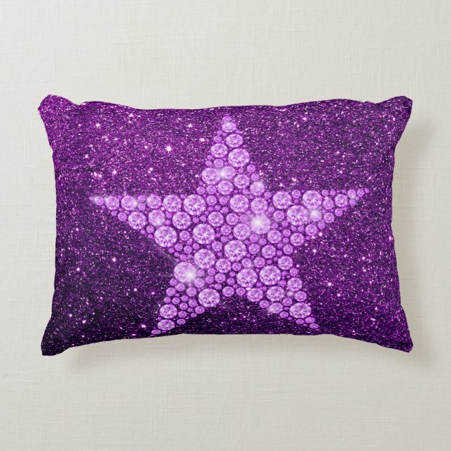 Coussins Décoratifs Lavender Diamond Star Purple Faux Parties scintill (Devant)