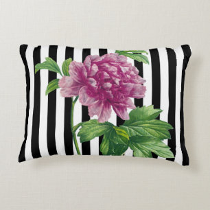 Coussins Décoratifs Le noir rose de pivoine barre chic