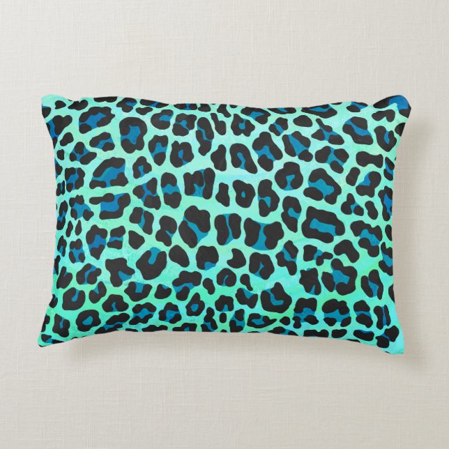 Coussins Décoratifs Léopard noir et Turquoise (Dos)
